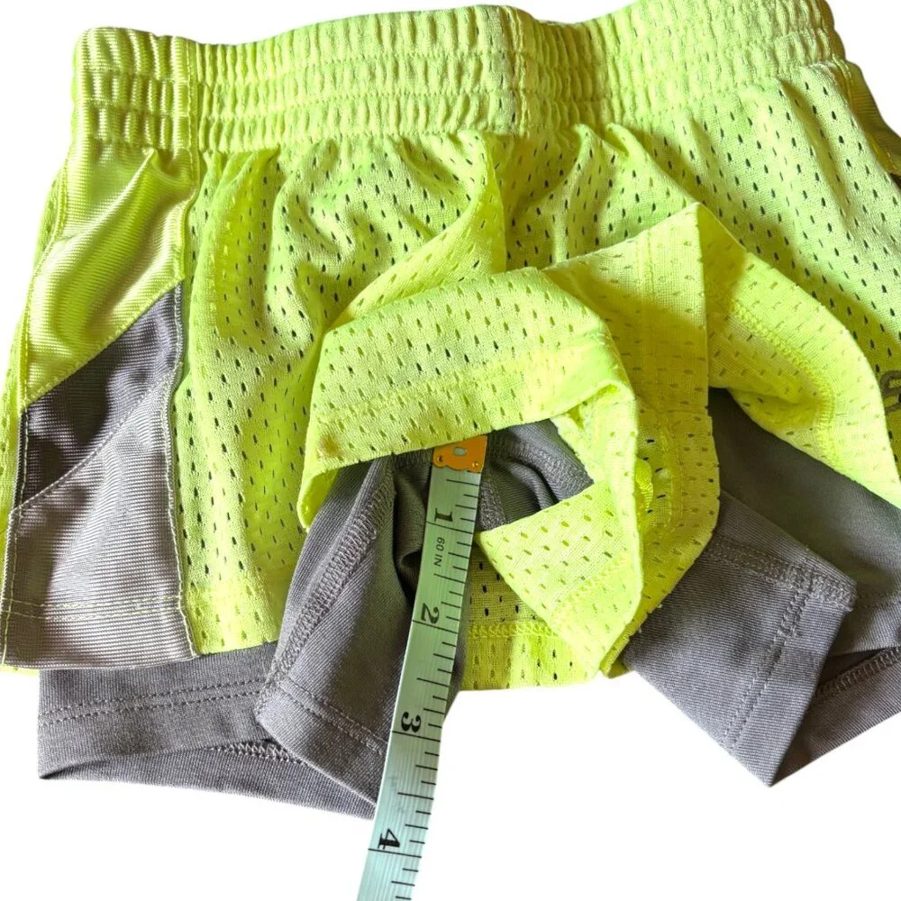C9 by Champion girl's yellow and gray double layer athletic shorts sz XS‎ (4-5)